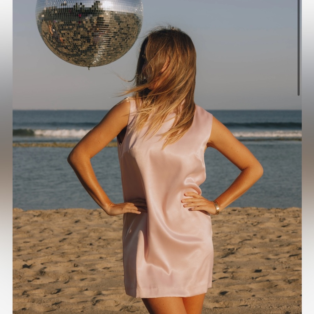 Silky Tie Mini Dress in ballet pink
